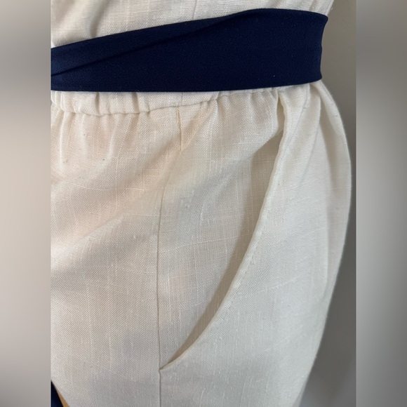 Vintage Homemade Dress with Navy Belt and Polka Dot Scarf - Picture 5 of 8